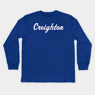 Creighton Blue Jay Retro Script Kids Long Sleeve T-Shirt